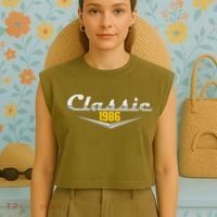 Classic Car Emblem 1986 40th Birthday Garment-Dyed Women's Muscle Tee thumb 4