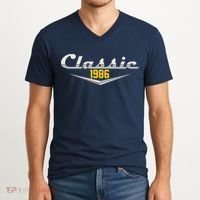 Classic Car Emblem 1986 40th Birthday V-Neck T-Shirt thumb 2