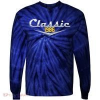 Classic Car Emblem 1986 40th Birthday Tie-Dye Long Sleeve Shirt thumb 0