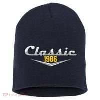 Classic Car Emblem 1986 40th Birthday Short Acrylic Beanie thumb 0