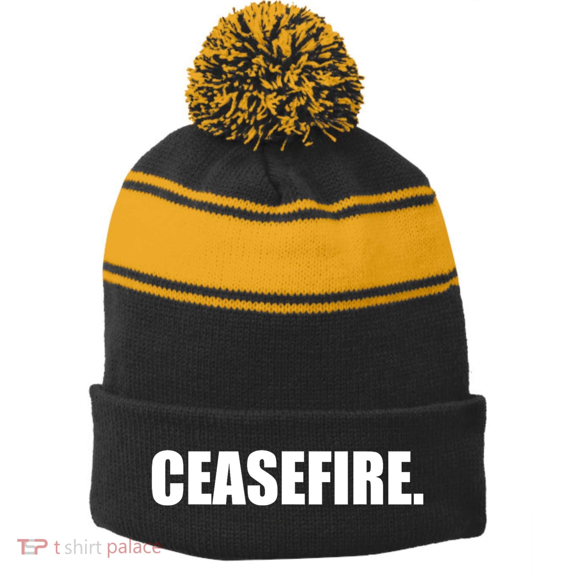 Ceasefire Stripe Pom Pom Beanie