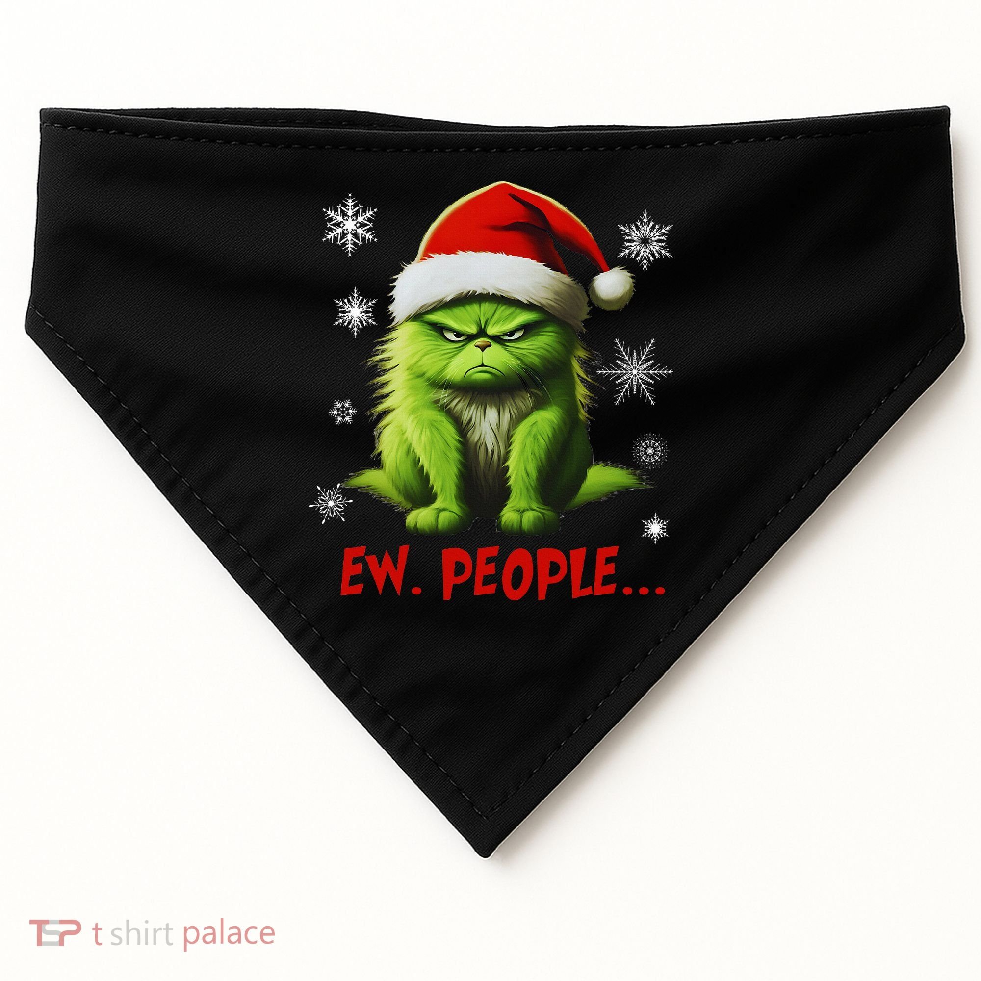Christmas Cat Ew People Meowy Cat Lovers USA-Made Doggie Bandana