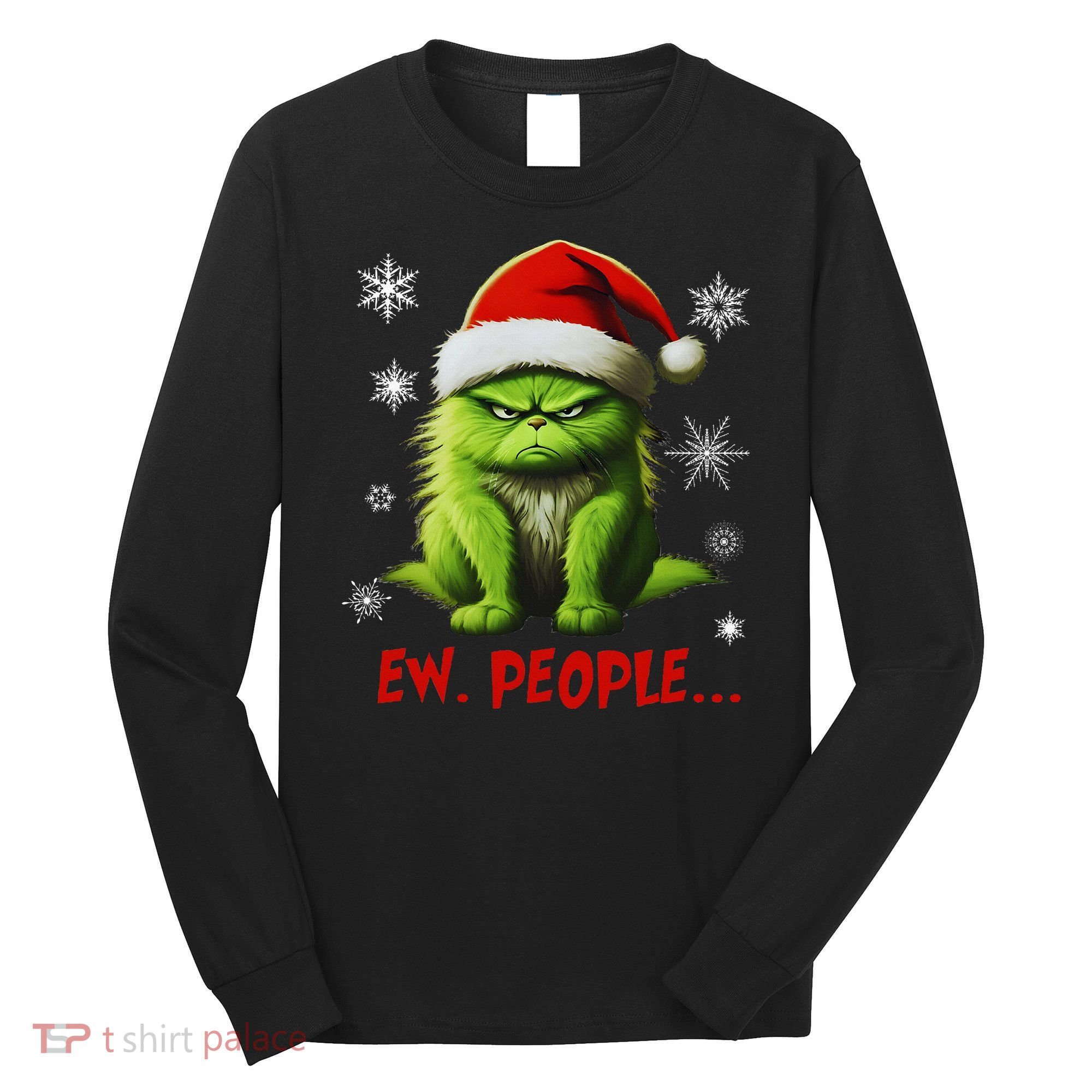 Christmas Cat Ew People Meowy Cat Lovers Long Sleeve Shirt