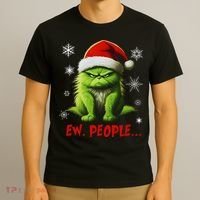 Christmas Cat Ew People Meowy Cat Lovers T-Shirt thumb 3