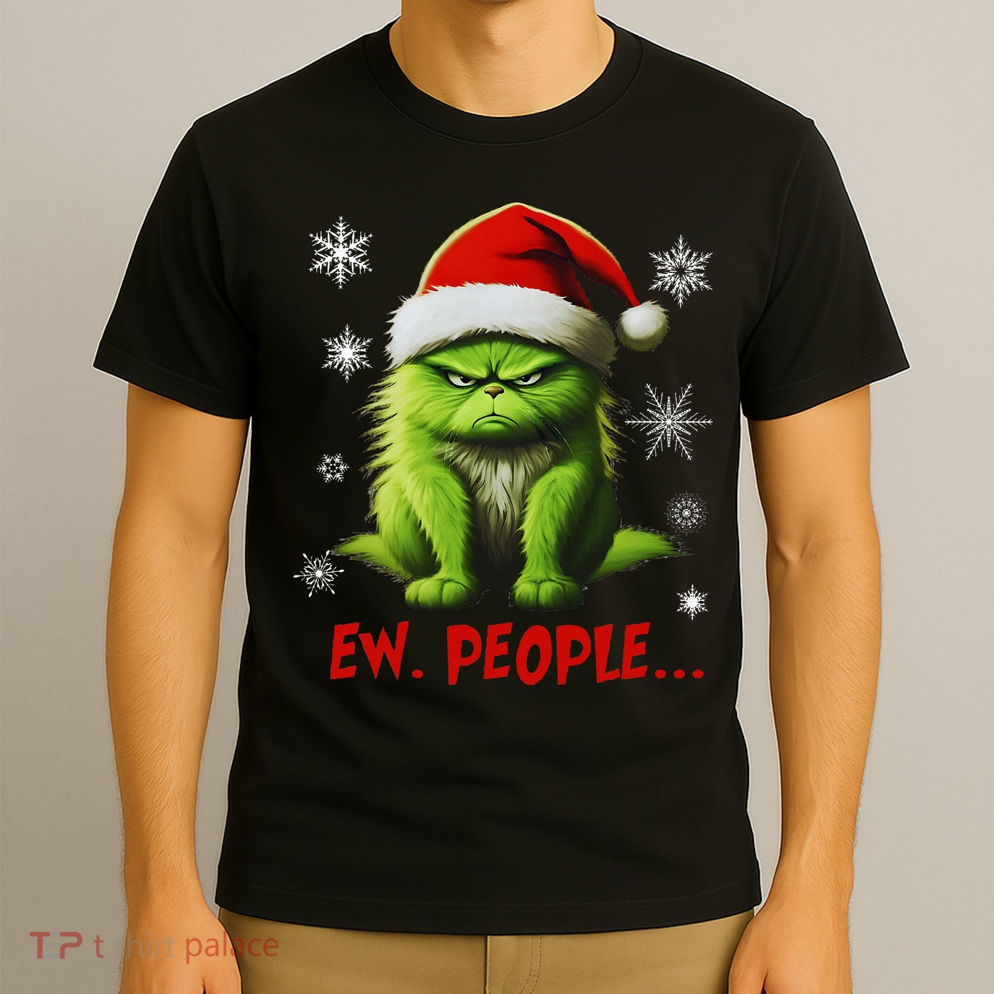 Christmas Cat Ew People Meowy Cat Lovers T-Shirt