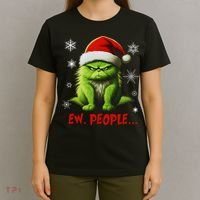 Christmas Cat Ew People Meowy Cat Lovers T-Shirt thumb 4