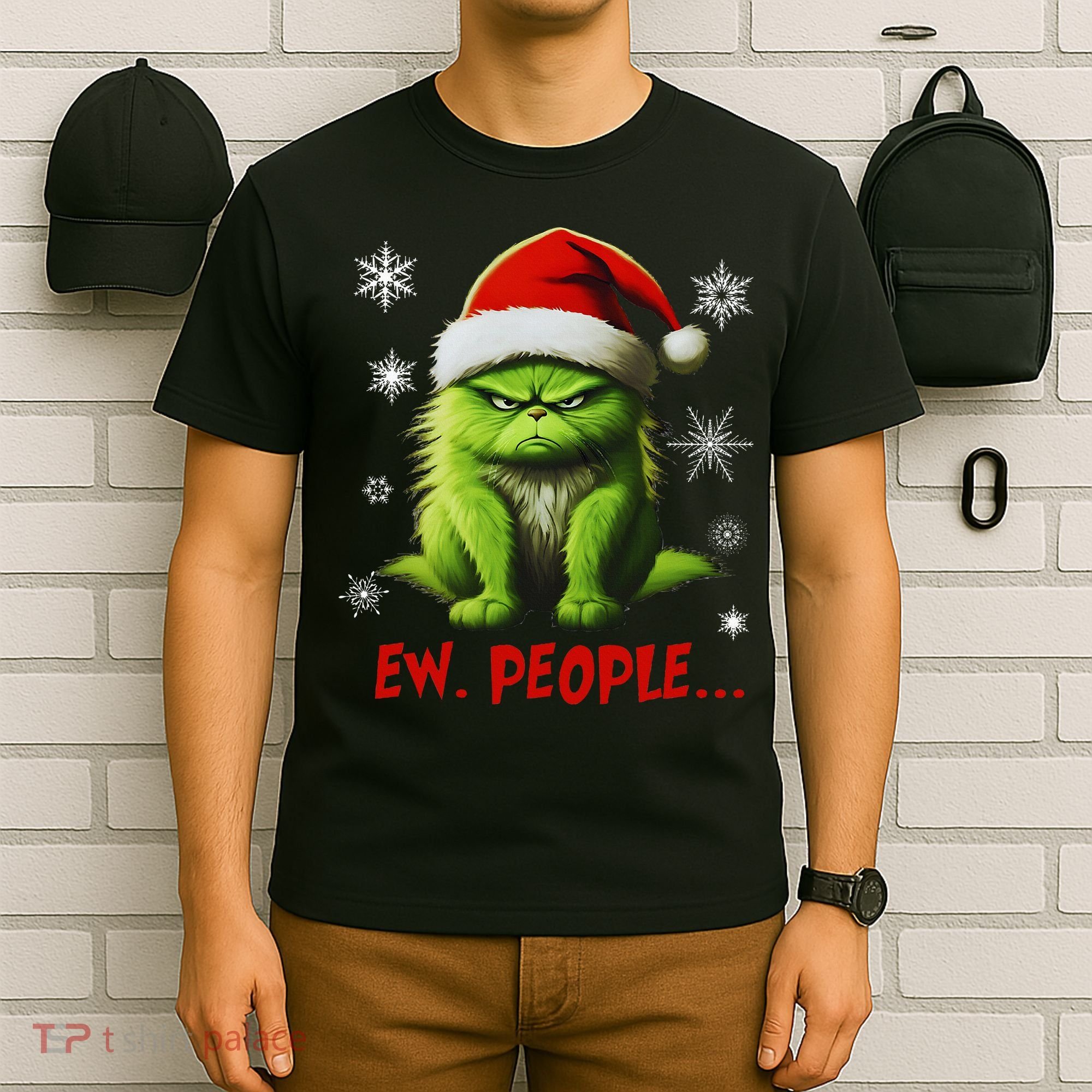 Christmas Cat Ew People Meowy Cat Lovers T-Shirt