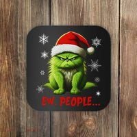 Christmas Cat Ew People Meowy Cat Lovers Coaster thumb 0