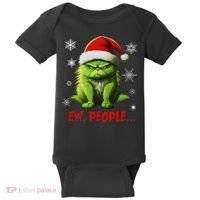 Christmas Cat Ew People Meowy Cat Lovers Baby Bodysuit thumb 0