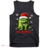 Christmas Cat Ew People Meowy Cat Lovers Tank Top thumb 0