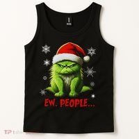 Christmas Cat Ew People Meowy Cat Lovers Tank Top thumb 2