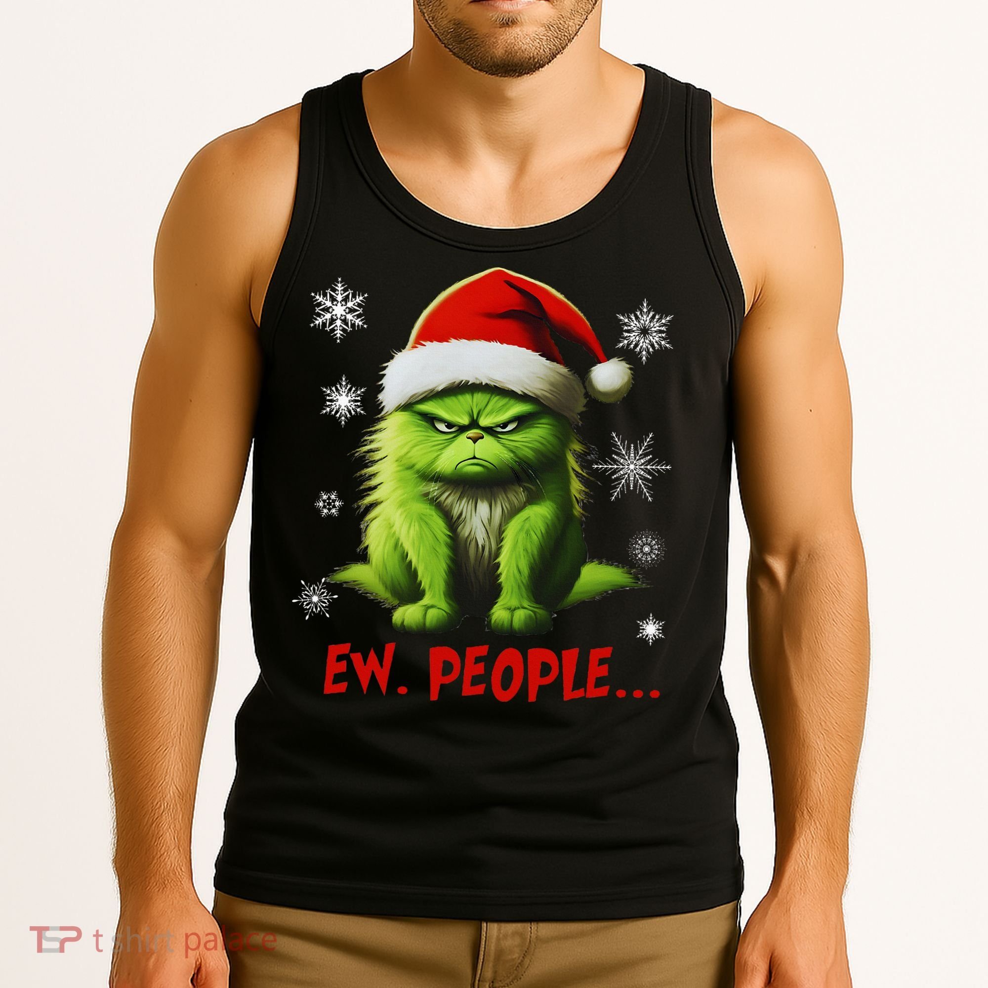 Christmas Cat Ew People Meowy Cat Lovers Tank Top