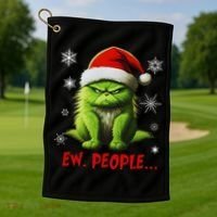 Christmas Cat Ew People Meowy Cat Lovers Golf Towel thumb 1