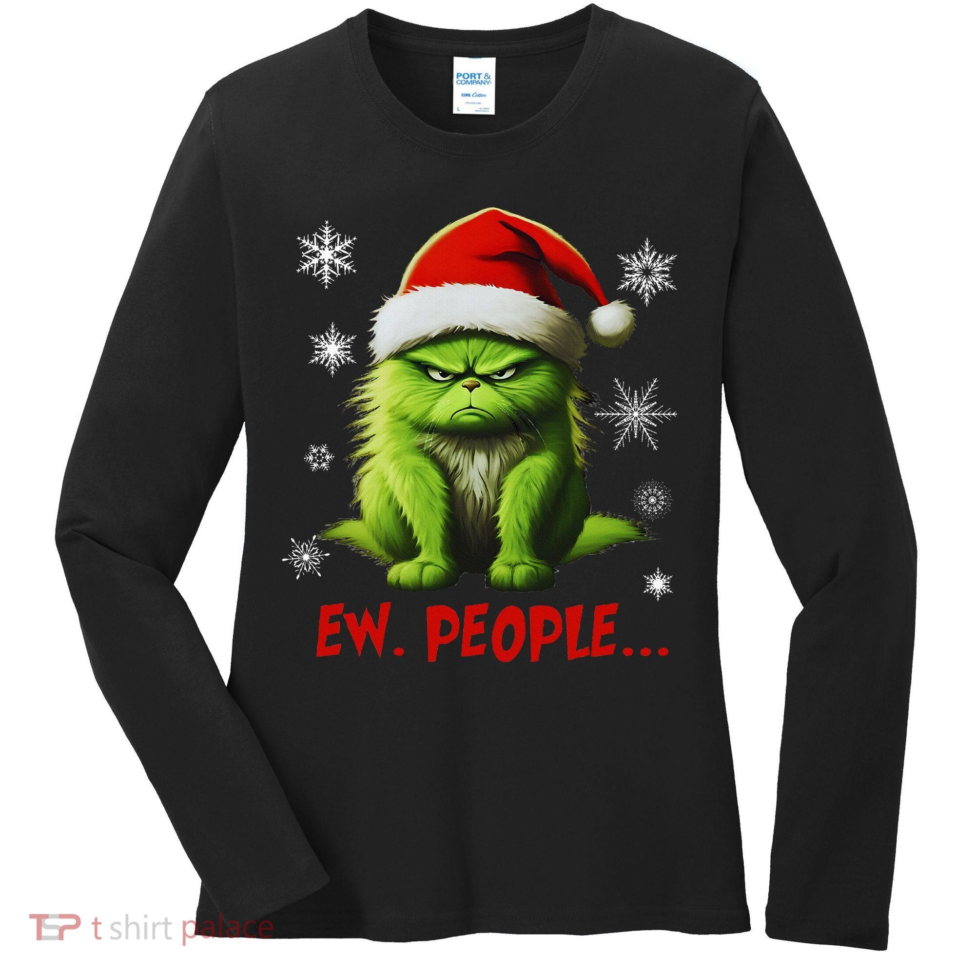 Christmas Cat Ew People Meowy Cat Lovers Women's Long Sleeve Shirt