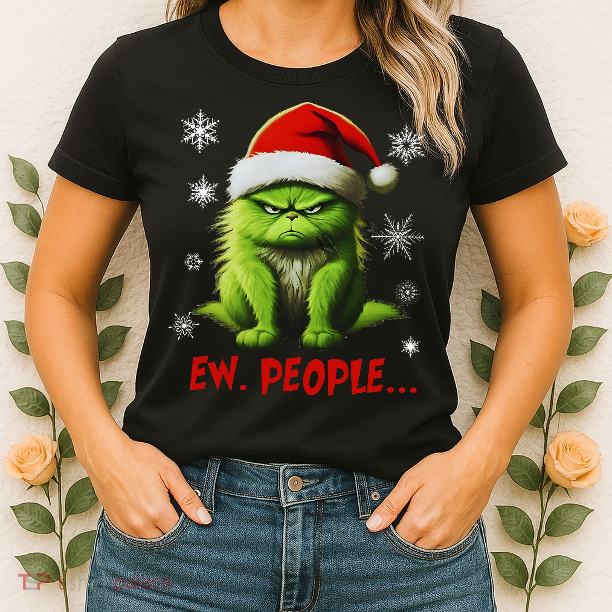 Christmas Cat Ew People Meowy Cat Lovers Women's T-Shirt