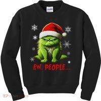 Christmas Cat Ew People Meowy Cat Lovers Kids Sweatshirt thumb 0