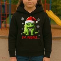 Christmas Cat Ew People Meowy Cat Lovers Kids Hoodie thumb 3