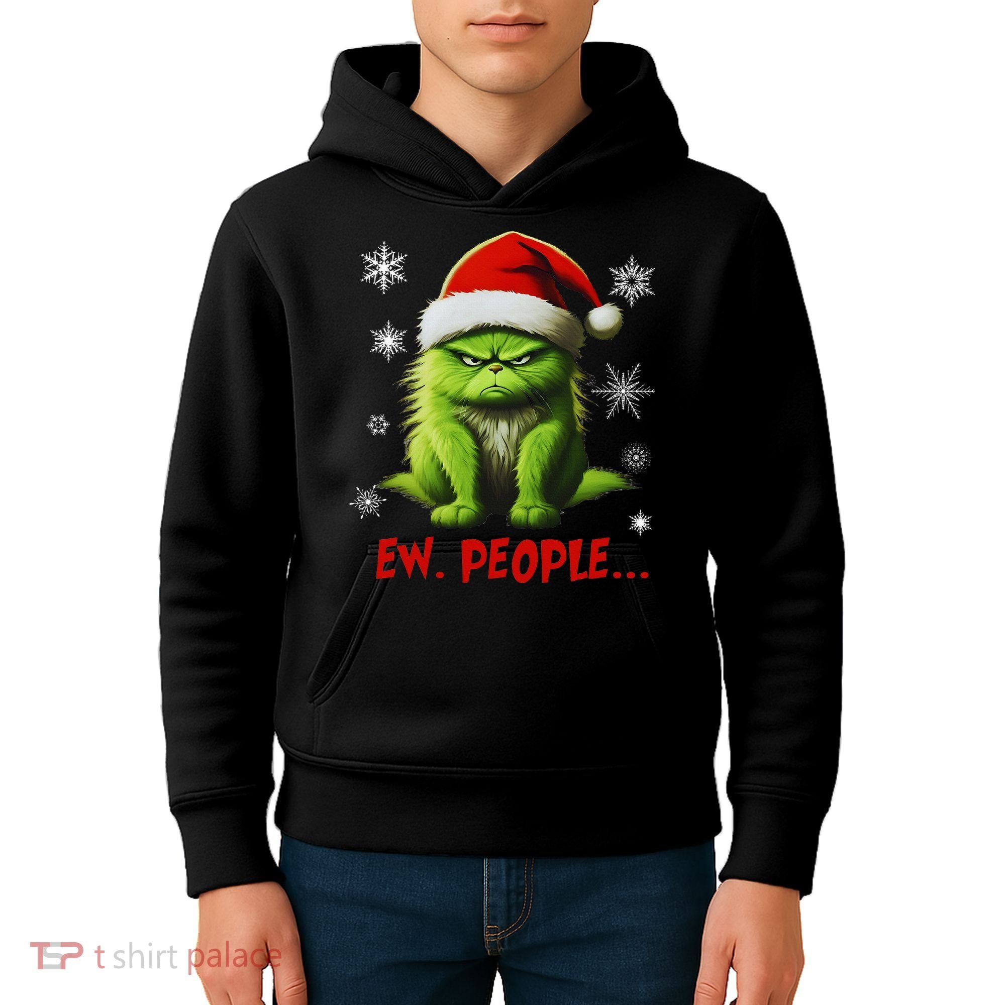 Christmas Cat Ew People Meowy Cat Lovers Kids Hoodie