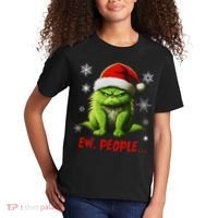 Christmas Cat Ew People Meowy Cat Lovers Kids T-Shirt thumb 2