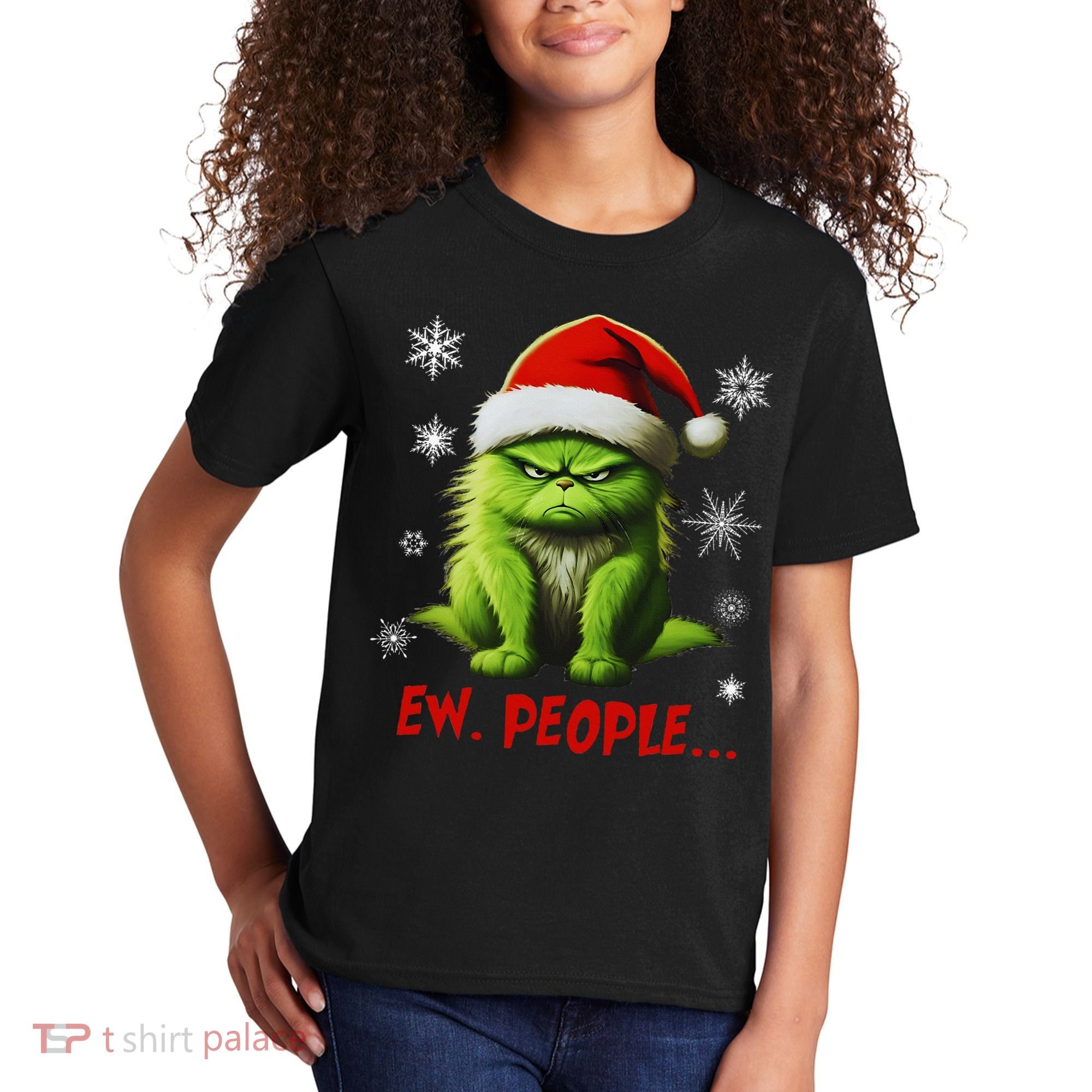 Christmas Cat Ew People Meowy Cat Lovers Kids T-Shirt