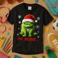 Christmas Cat Ew People Meowy Cat Lovers Kids T-Shirt thumb 3