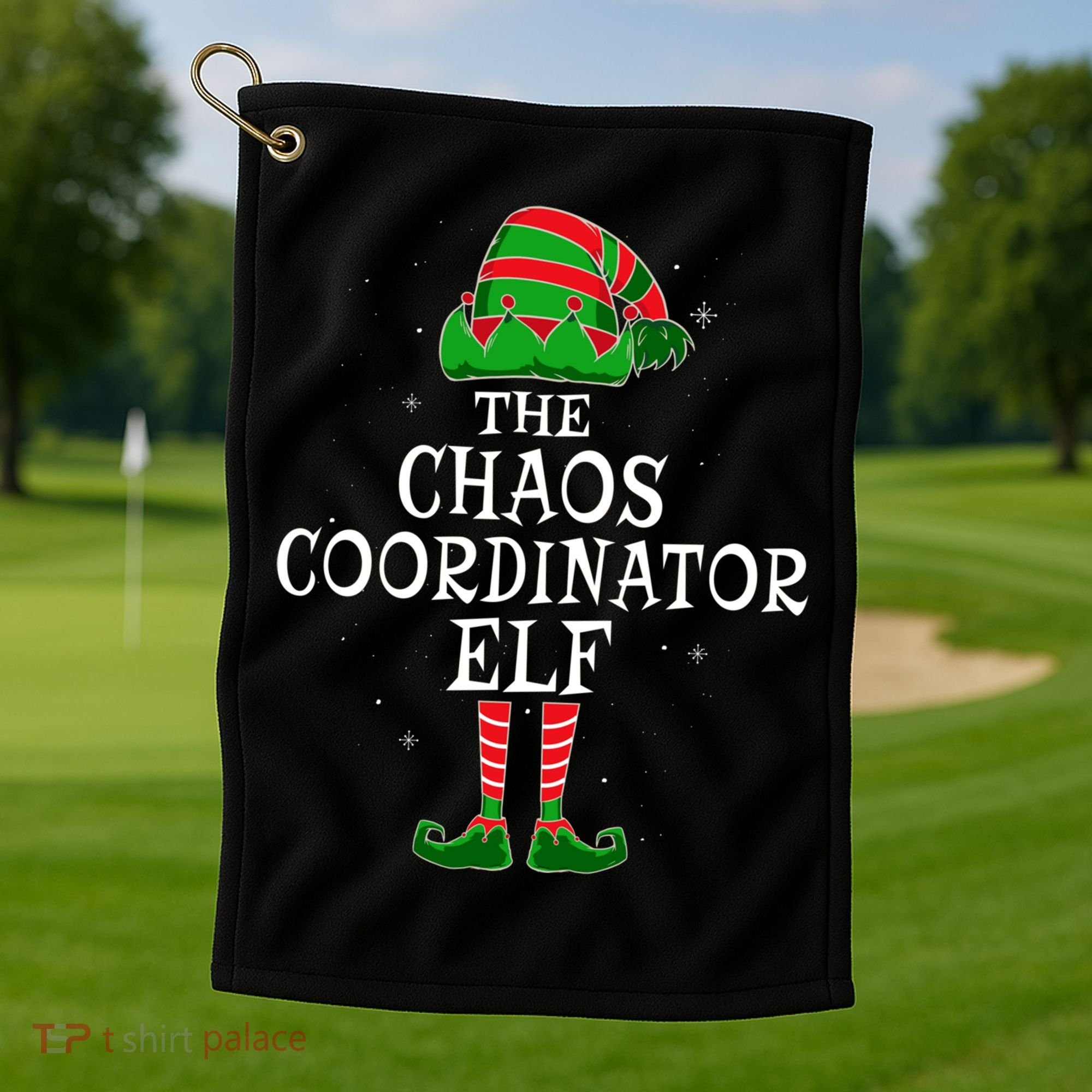 Chaos Coordinator Elf Group Matching Family Christmas Funny Gift Golf Towel
