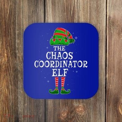 Chaos Coordinator Elf Group Matching Family Christmas Funny Gift Coaster