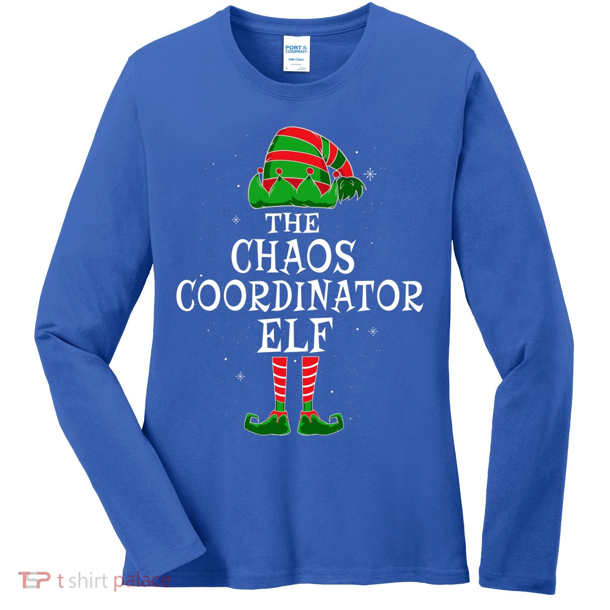 Chaos Coordinator Elf Group Matching Family Christmas Funny Gift Women's Long Sleeve Shirt