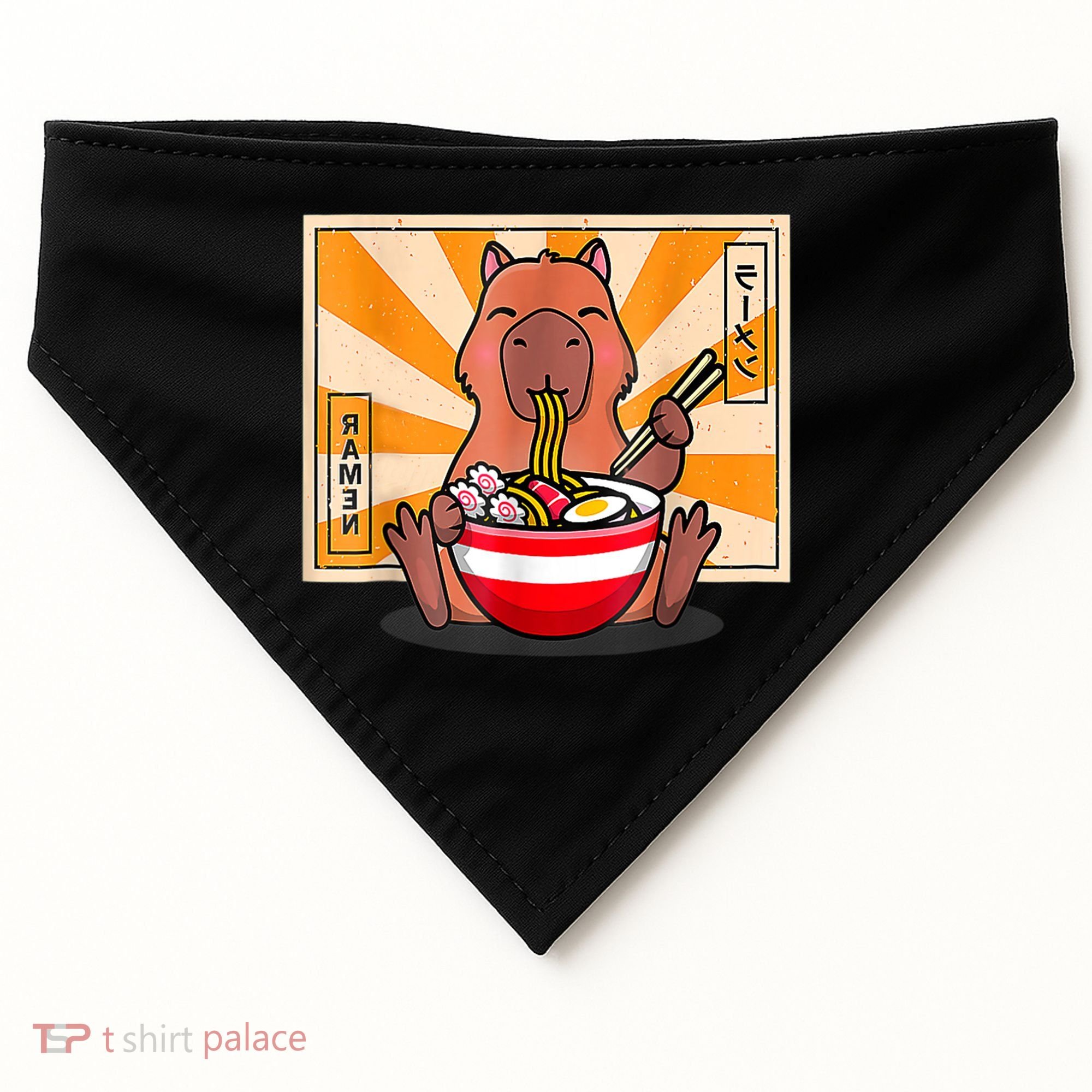 Cute Capybara Eating Ramen Funny Animal Anime Manga USA-Made Doggie Bandana