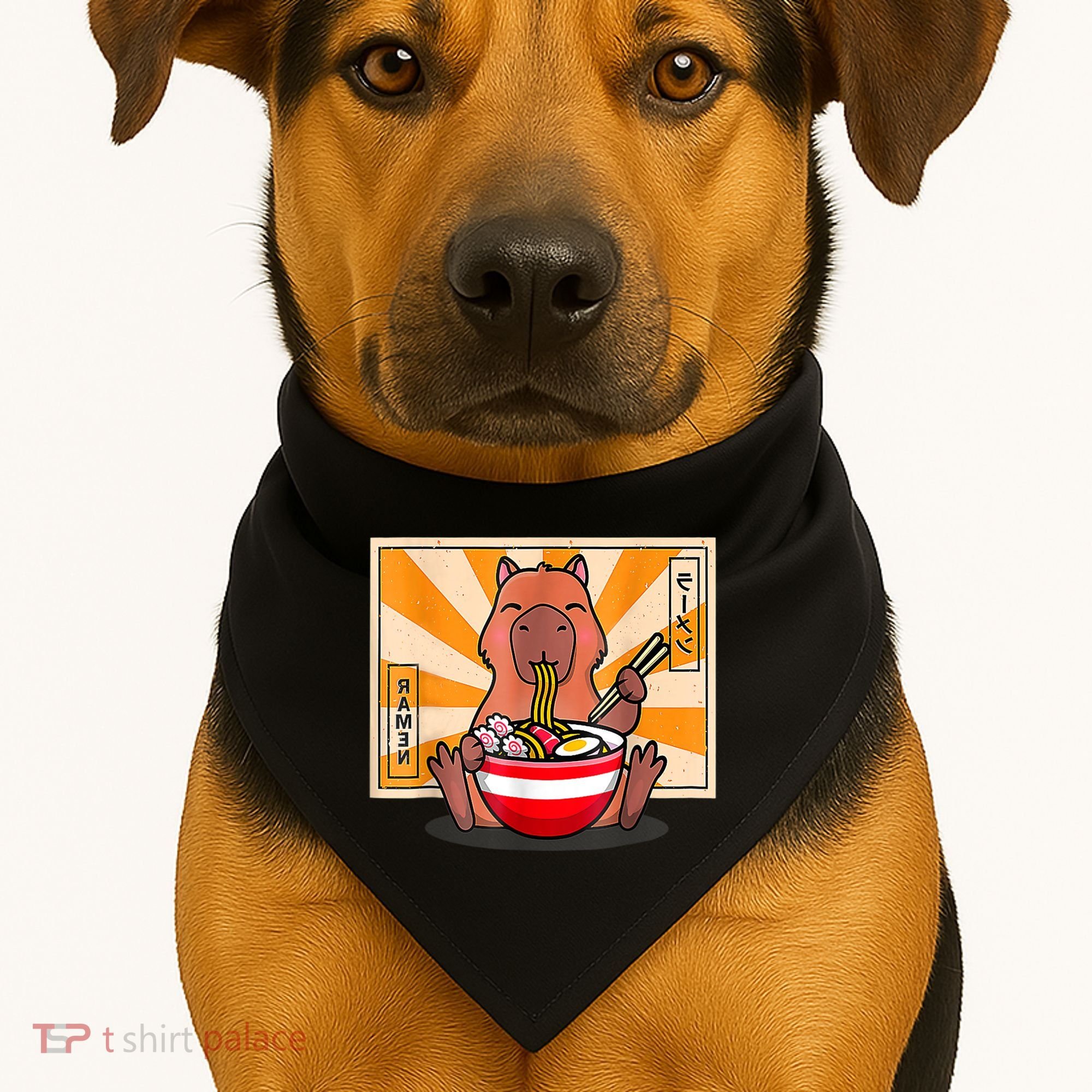 Cute Capybara Eating Ramen Funny Animal Anime Manga USA-Made Doggie Bandana
