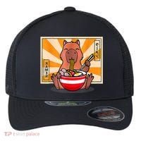 Cute Capybara Eating Ramen Funny Animal Anime Manga Flexfit Unipanel Trucker Cap thumb 0