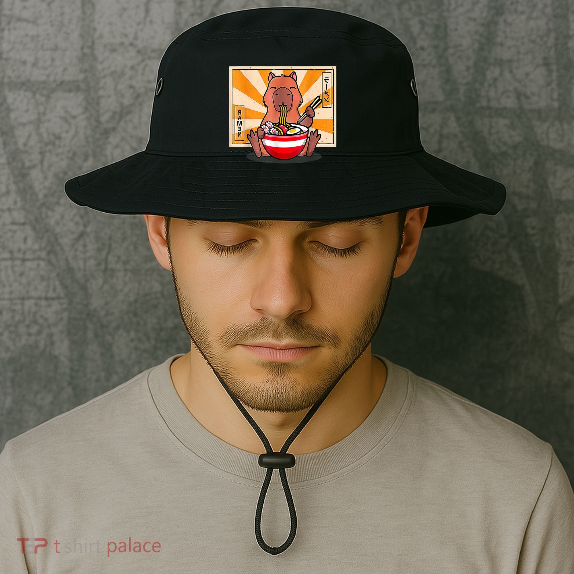 Cute Capybara Eating Ramen Funny Animal Anime Manga Bucket Hat