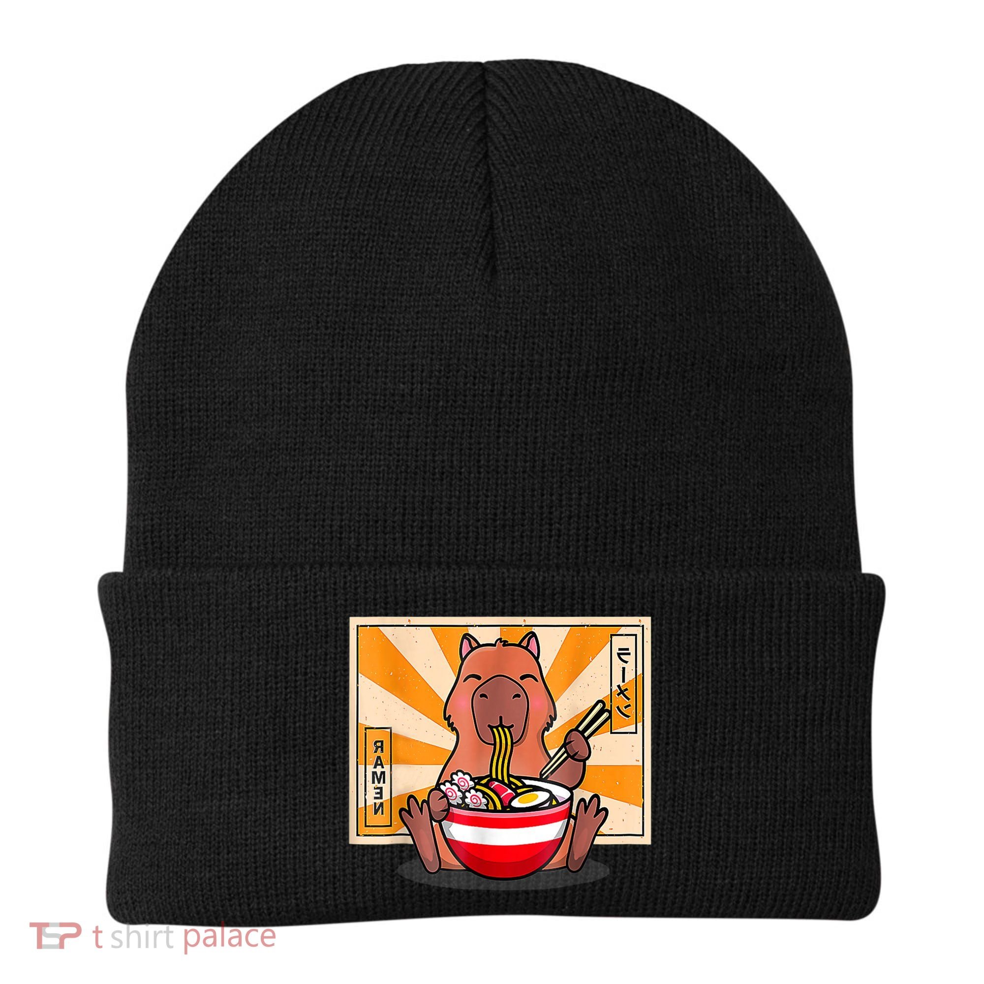 Cute Capybara Eating Ramen Funny Animal Anime Manga Beanie