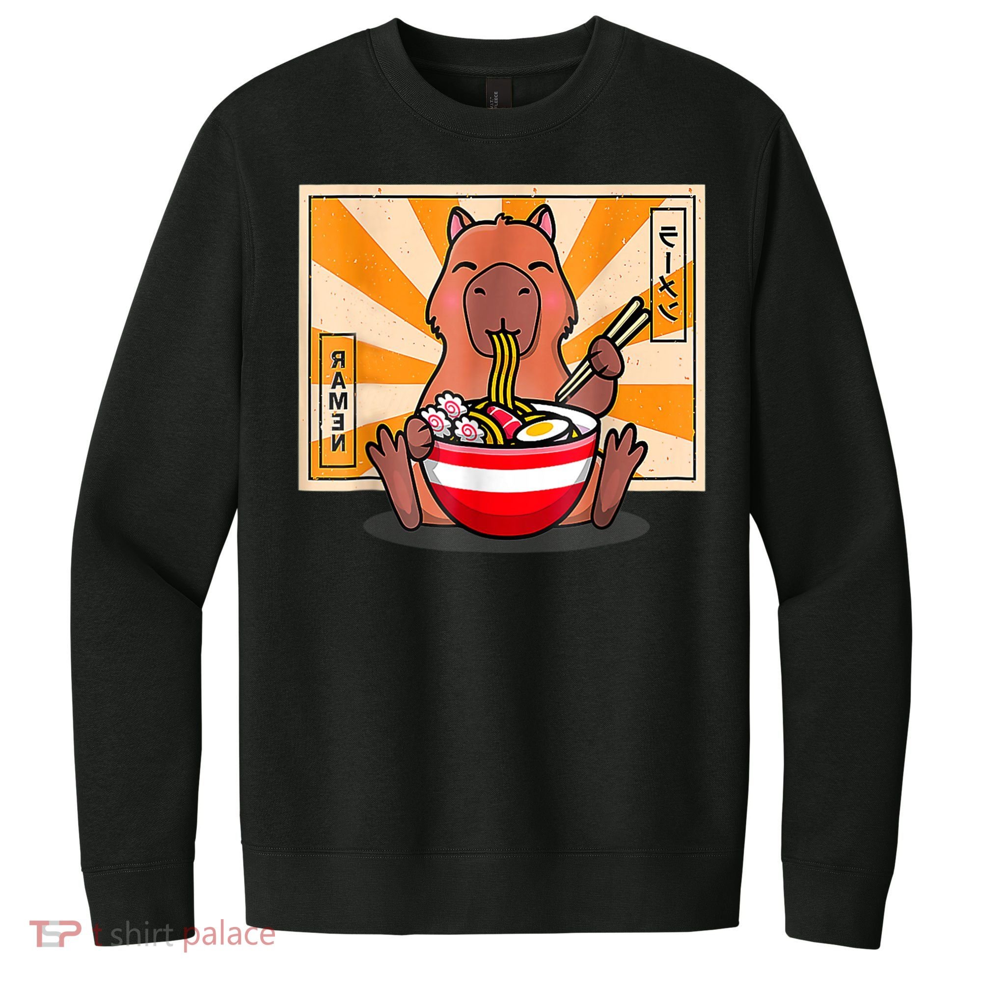 Cute Capybara Eating Ramen Funny Animal Anime Manga V.I.T. Fleece Crew Sweatshirt