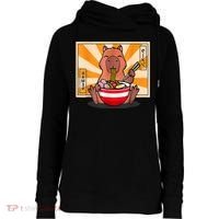 Cute Capybara Eating Ramen Funny Animal Anime Manga Womens Funnel Neck Pullover Hood thumb 0