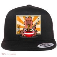 Cute Capybara Eating Ramen Funny Animal Anime Manga Flat Bill Trucker Hat thumb 0
