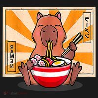 Cute Capybara Eating Ramen Funny Animal Anime Manga Women's Hoodie thumb 2