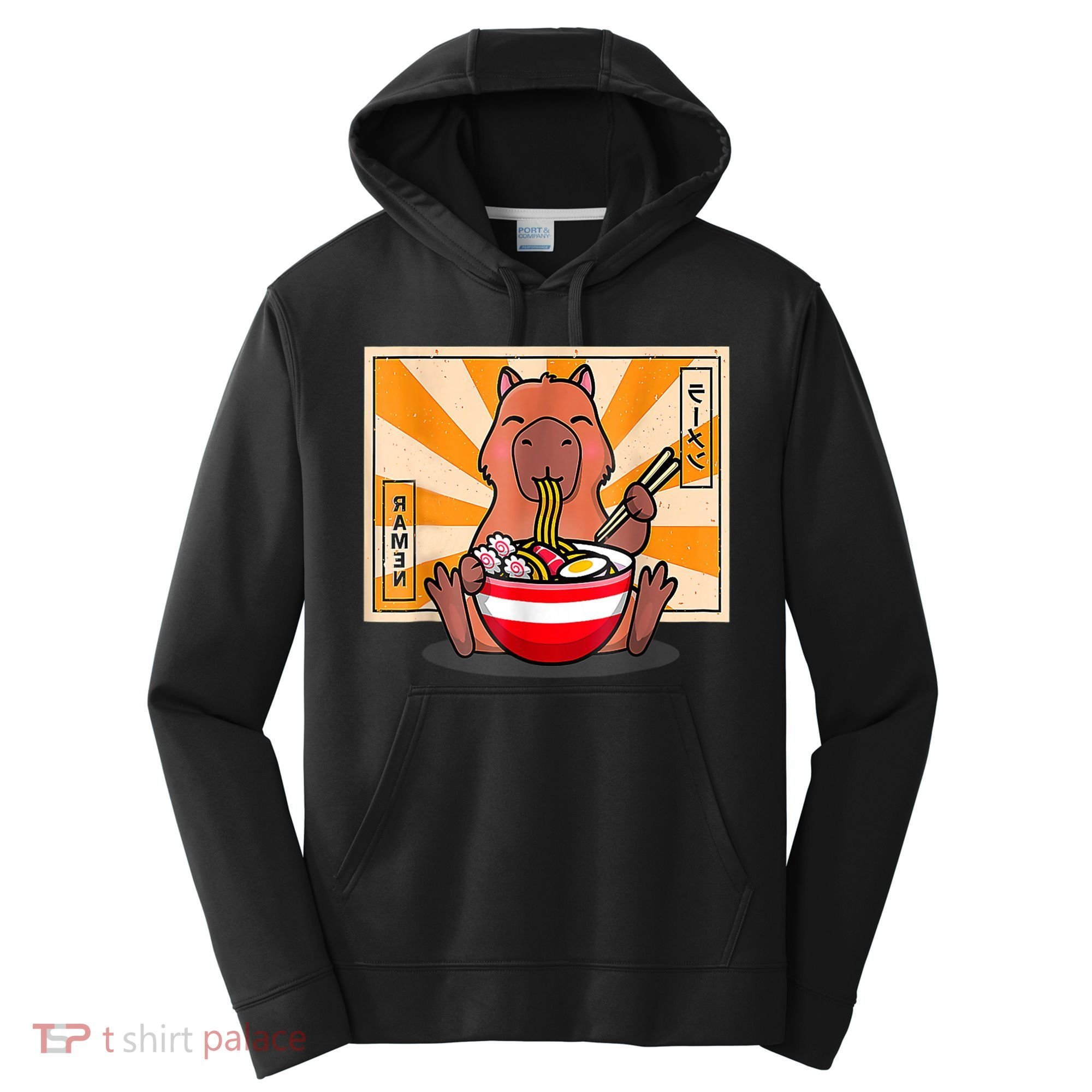 Cute Capybara Eating Ramen Funny Animal Anime Manga Performance Fleece Hoodie
