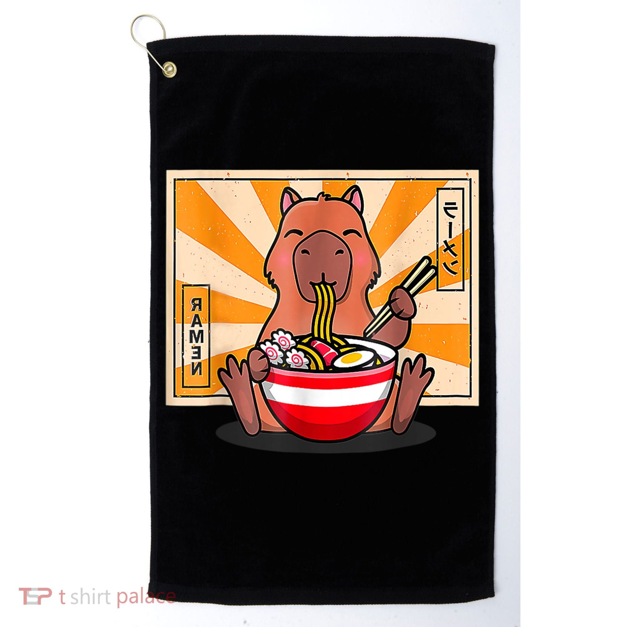 Cute Capybara Eating Ramen Funny Animal Anime Manga Golf Towel