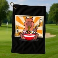 Cute Capybara Eating Ramen Funny Animal Anime Manga Golf Towel thumb 1