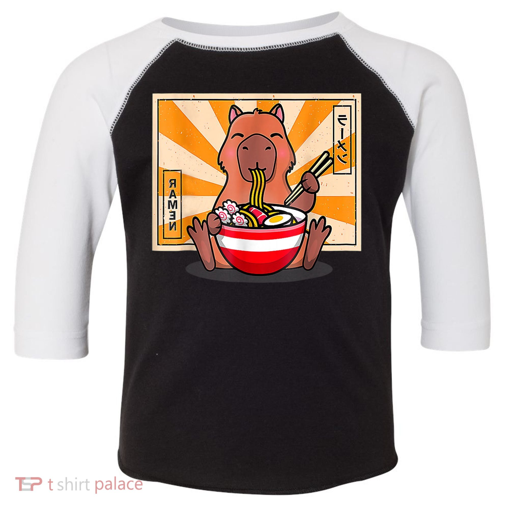 Cute Capybara Eating Ramen Funny Animal Anime Manga Toddler Fine Jersey T-Shirt