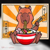 Cute Capybara Eating Ramen Funny Animal Anime Manga Toddler Fine Jersey T-Shirt thumb 2