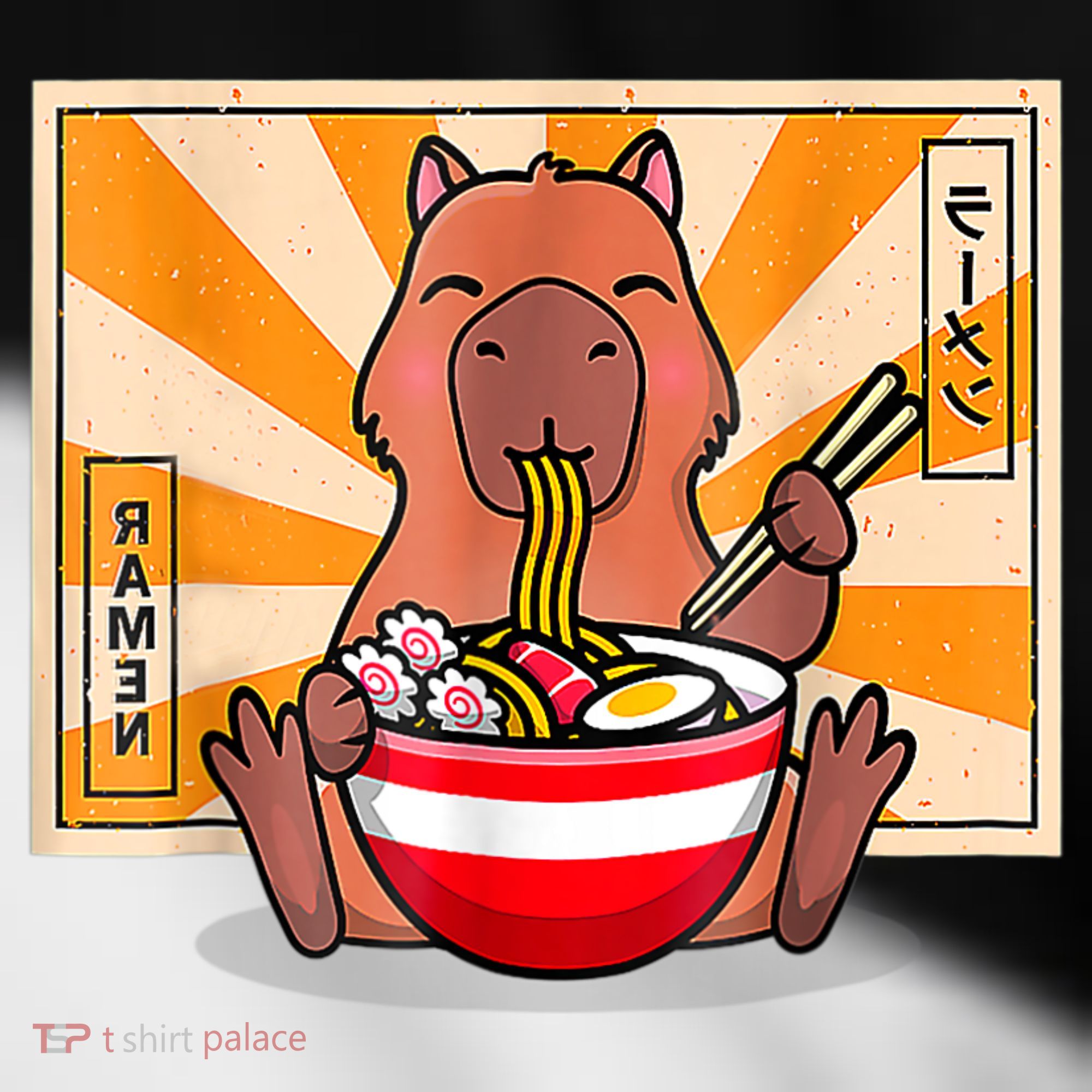 Cute Capybara Eating Ramen Funny Animal Anime Manga Toddler Fine Jersey T-Shirt