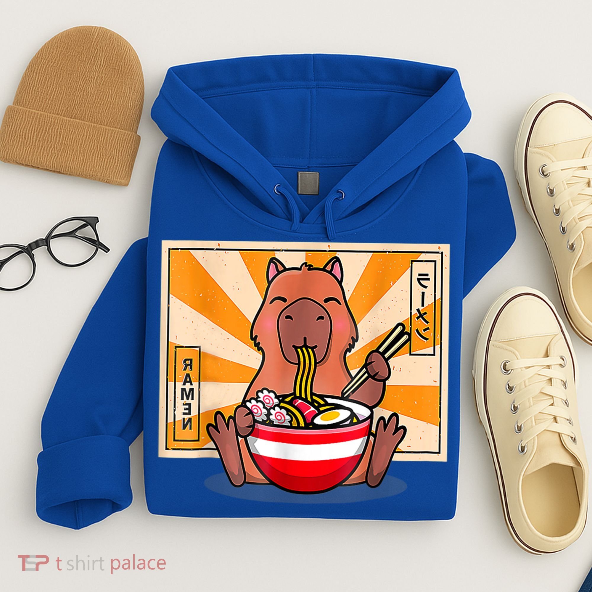Cute Capybara Eating Ramen Funny Animal Anime Manga Hoodie