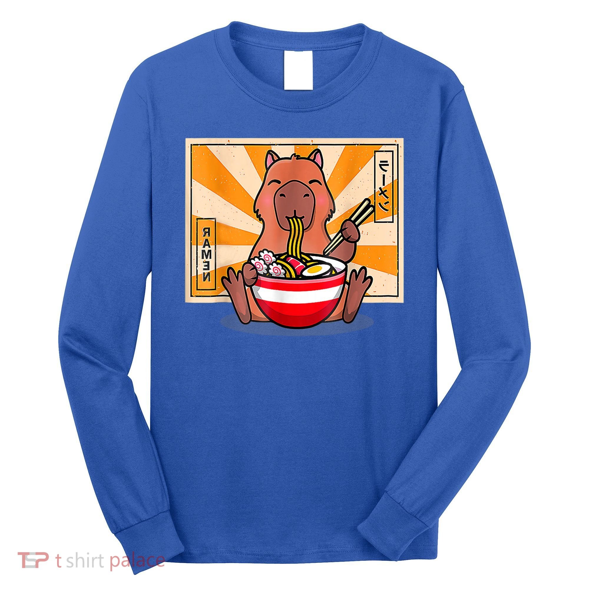 Cute Capybara Eating Ramen Funny Animal Anime Manga Long Sleeve Shirt