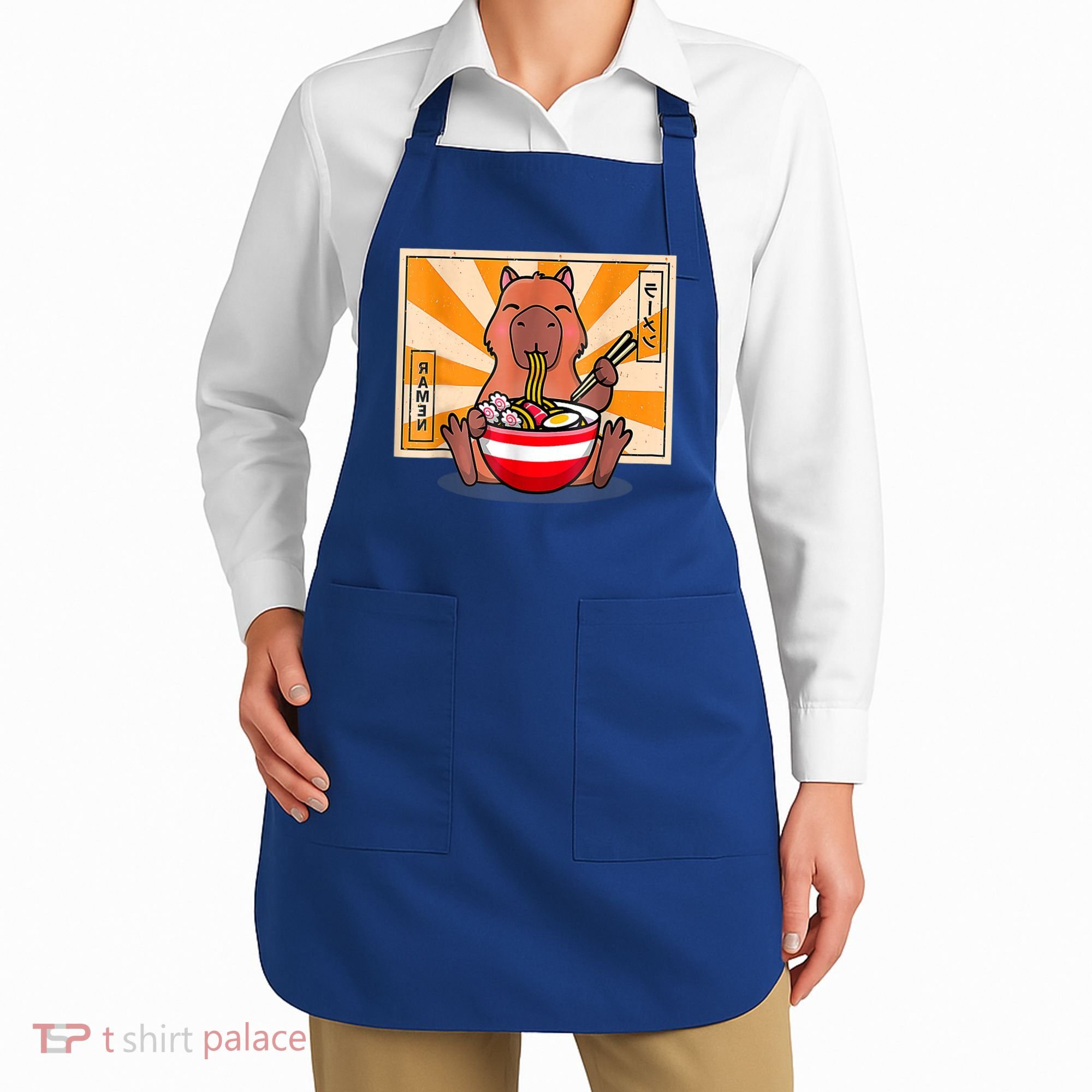 Cute Capybara Eating Ramen Funny Animal Anime Manga Apron
