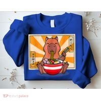 Cute Capybara Eating Ramen Funny Animal Anime Manga Sweatshirt thumb 2