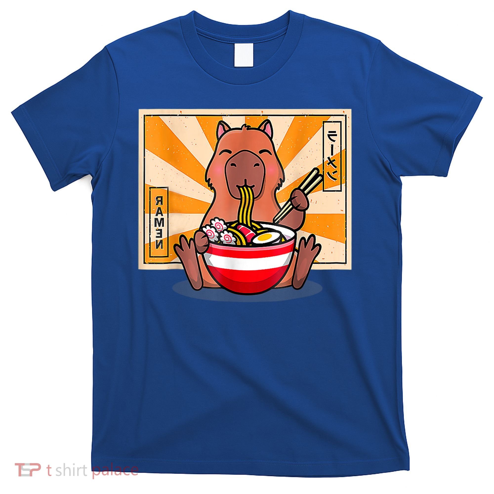 Cute Capybara Eating Ramen Funny Animal Anime Manga T-Shirt