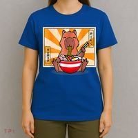 Cute Capybara Eating Ramen Funny Animal Anime Manga T-Shirt thumb 4