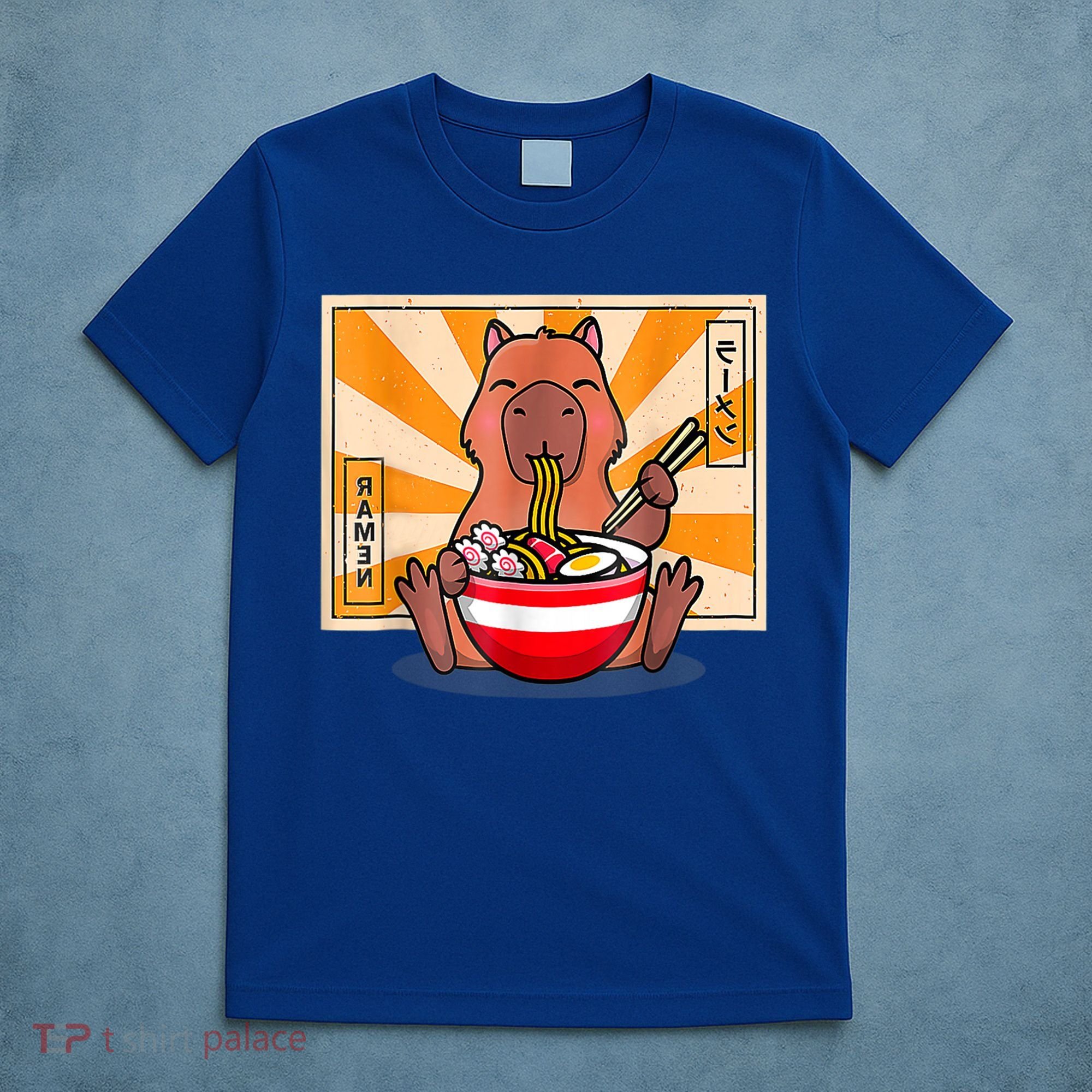 Cute Capybara Eating Ramen Funny Animal Anime Manga T-Shirt